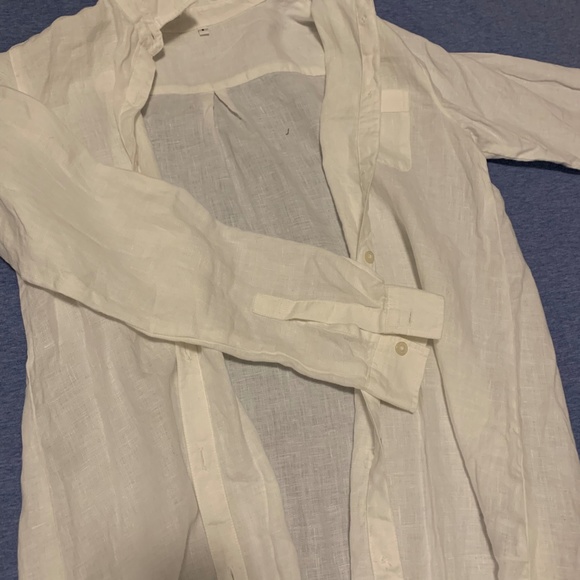 MUJI White Linen Long-sleeve Shirt - Picture 3 of 3